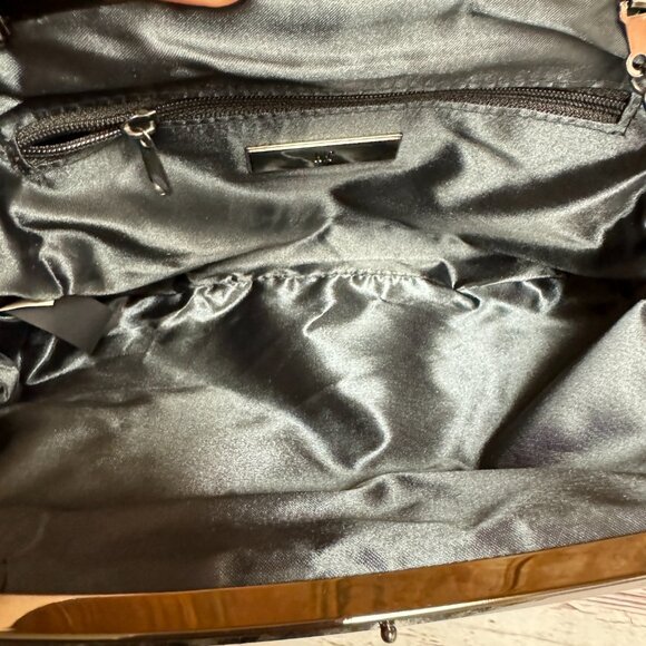 I.N.C. INTERNATIONAL CONCEPTS Patsy Diamond Mesh Frame Clutch - Pewter - Picture 3 of 4